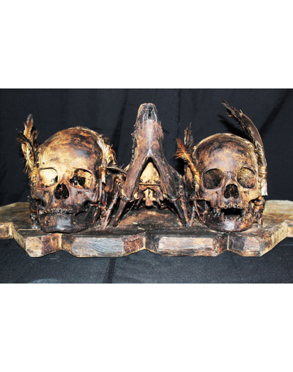 Ethnographic Headhunting Relic – Two-Headed Trophy, Philippines Ifugao Igorot - similar to dayak of Indonesia